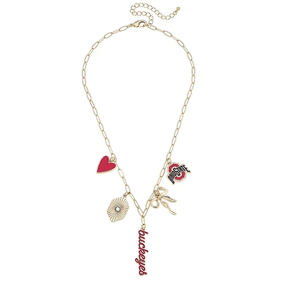 CANVAS Style Ohio State Buckeyes 18k Gold-Plated Mixed Charm Collector Necklace