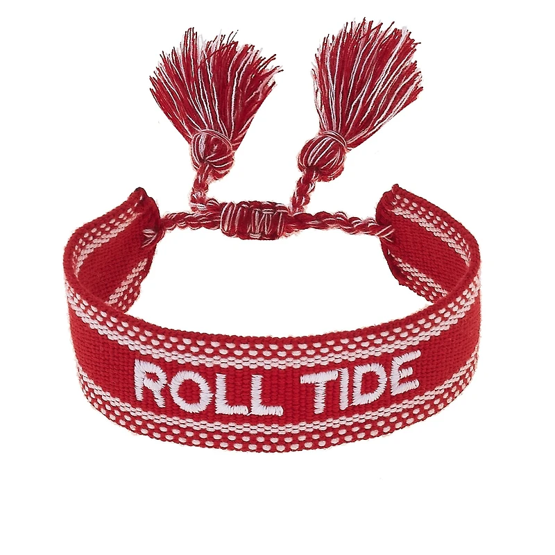 CANVAS Style Alabama Crimson Tide Woven Fabric Tassel Bracelet