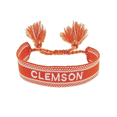 CANVAS Style Clemson Tigers Woven Fabric Tassel Bracelet