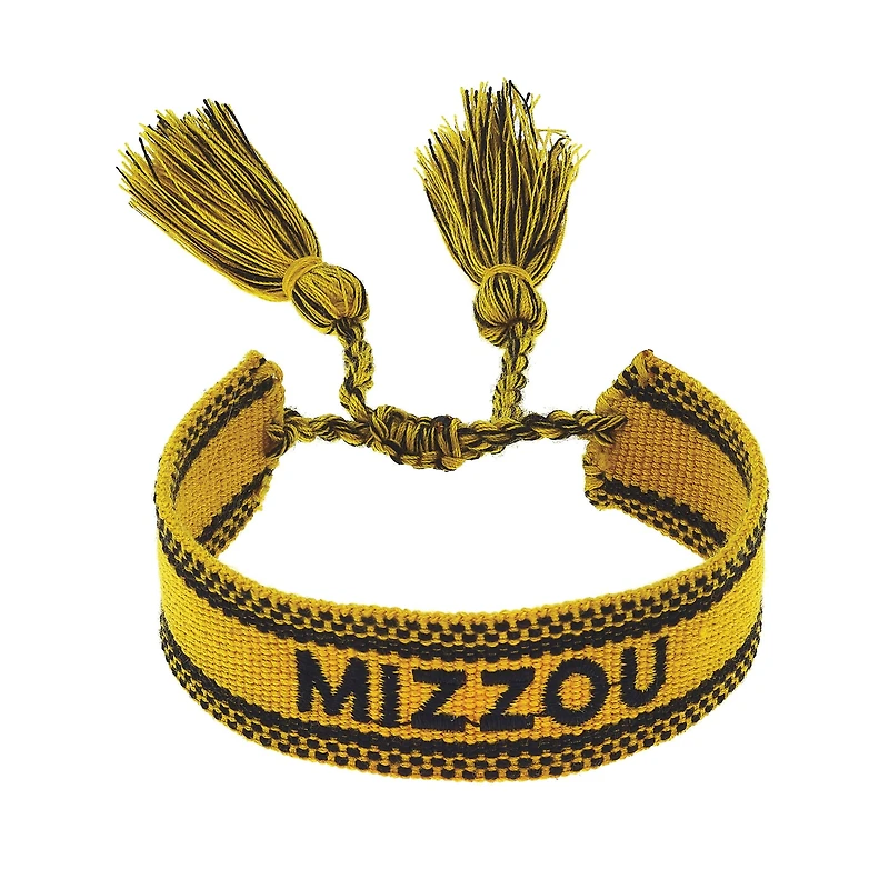 CANVAS Style Missouri Tigers Woven Fabric Tassel Bracelet