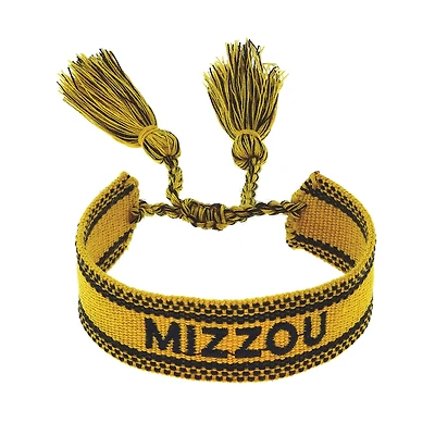 CANVAS Style Missouri Tigers Woven Fabric Tassel Bracelet