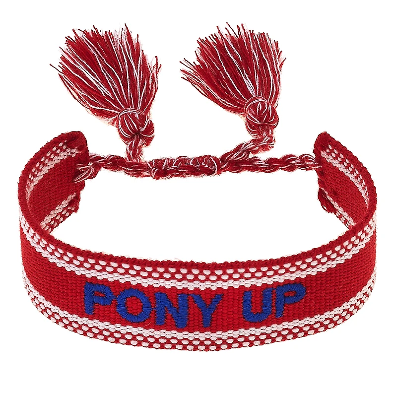 CANVAS Style SMU Mustangs Woven Fabric Tassel Bracelet