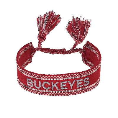 CANVAS Style Ohio State Buckeyes Woven Fabric Tassel Bracelet