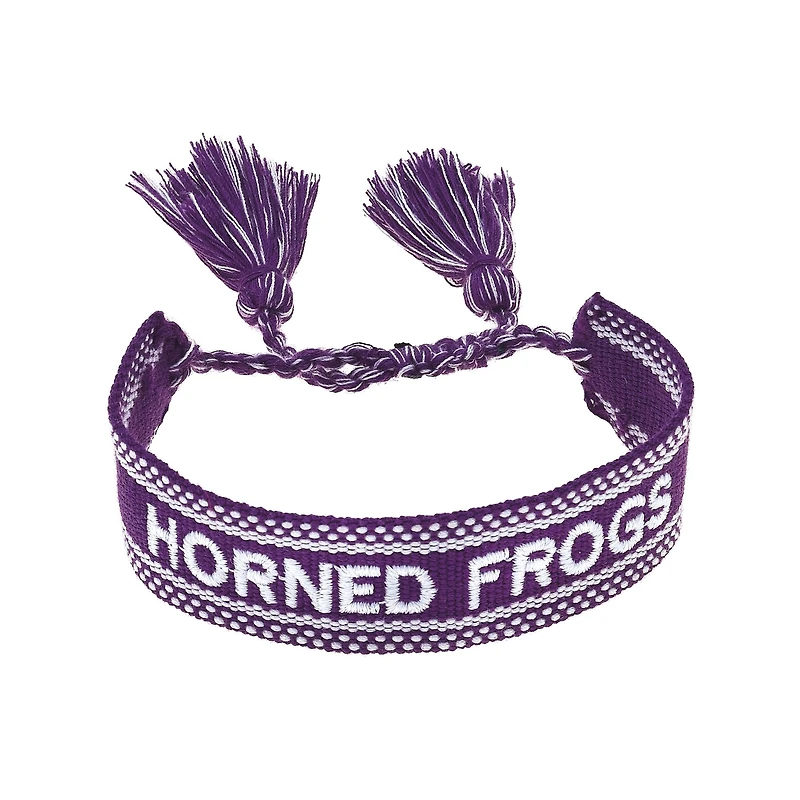 CANVAS Style TCU Horned Frogs Woven Fabric Tassel Bracelet