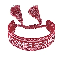 CANVAS Style Oklahoma Sooners Woven Fabric Tassel Bracelet