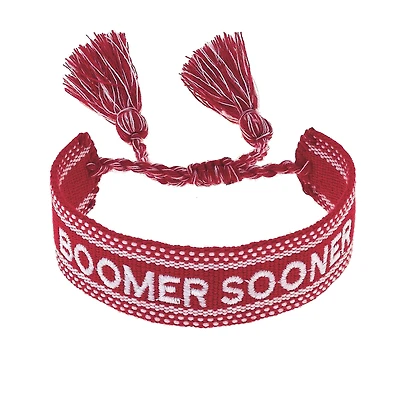 CANVAS Style Oklahoma Sooners Woven Fabric Tassel Bracelet
