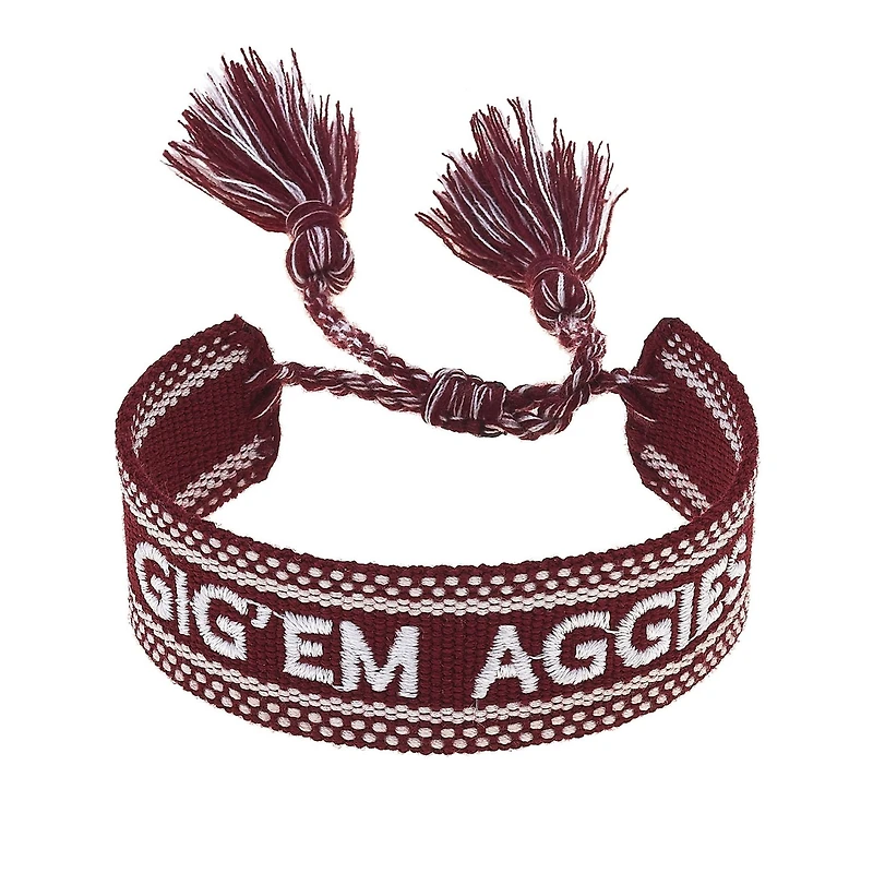 CANVAS Style Texas A&M Aggies Woven Fabric Tassel Bracelet
