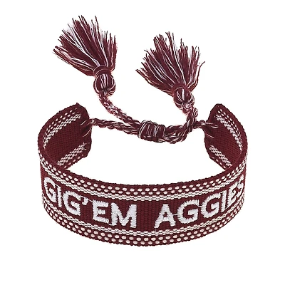 CANVAS Style Texas A&M Aggies Woven Fabric Tassel Bracelet