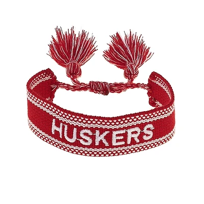 CANVAS Style Nebraska Huskers Woven Fabric Tassel Bracelet