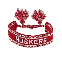 CANVAS Style Nebraska Huskers Woven Fabric Tassel Bracelet