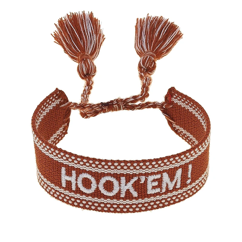 CANVAS Style Texas Longhorns Woven Fabric Tassel Bracelet