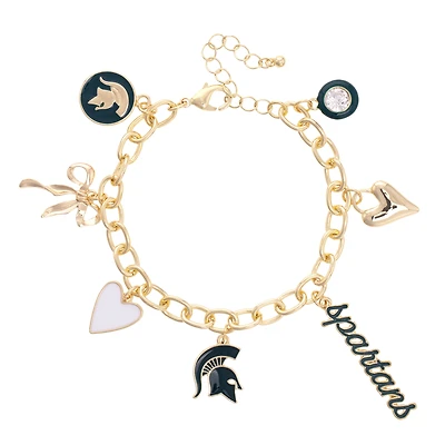 CANVAS Style Michigan State Spartans 18k Gold-Plated Chain Link Charm Bracelet