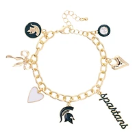 CANVAS Style Michigan State Spartans 18k Gold-Plated Chain Link Charm Bracelet