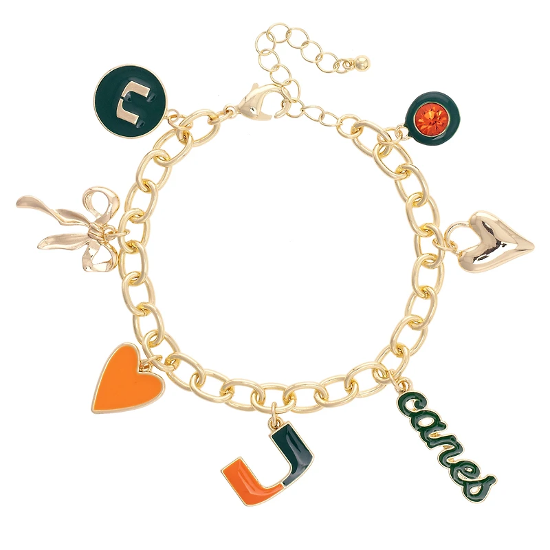 CANVAS Style Miami Hurricanes 18k Gold-Plated Chain Link Charm Bracelet