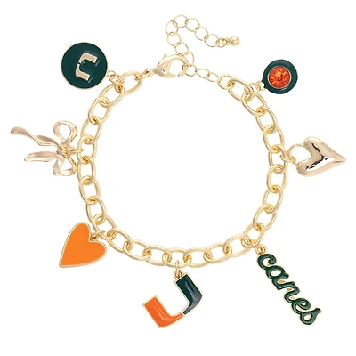 CANVAS Style Miami Hurricanes 18k Gold-Plated Chain Link Charm Bracelet