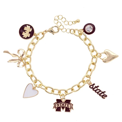 CANVAS Style Mississippi State Bulldogs 18k Gold-Plated Chain Link Charm Bracelet