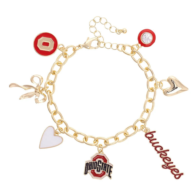 CANVAS Style Ohio State Buckeyes 18k Gold-Plated Chain Link Charm Bracelet