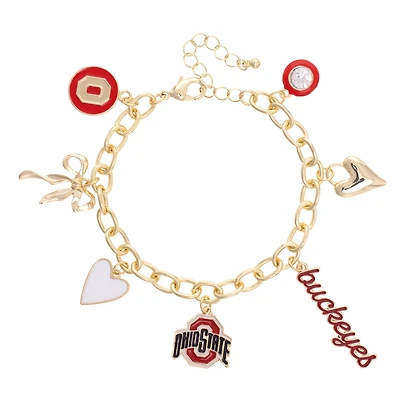 CANVAS Style Ohio State Buckeyes 18k Gold-Plated Chain Link Charm Bracelet