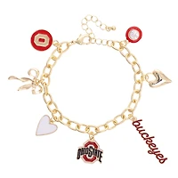 CANVAS Style Ohio State Buckeyes 18k Gold-Plated Chain Link Charm Bracelet