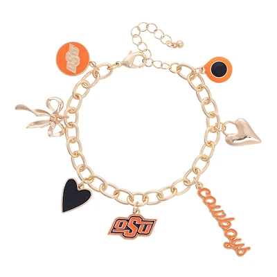 CANVAS Style Oklahoma State Cowboys 18k Gold-Plated Chain Link Charm Bracelet