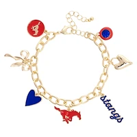 CANVAS Style SMU Mustangs 18k Gold-Plated Chain Link Charm Bracelet