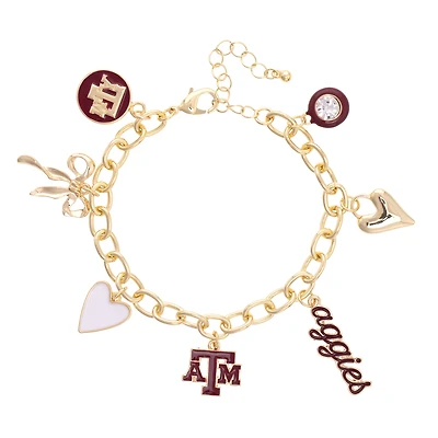 CANVAS Style Texas A&M Aggies 18k Gold-Plated Chain Link Charm Bracelet