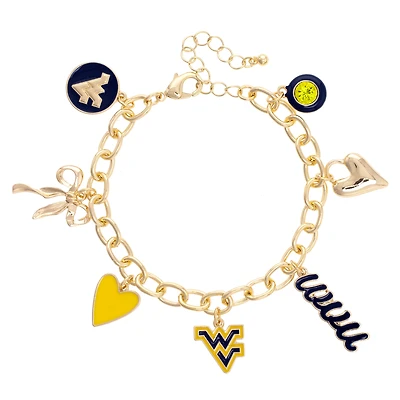 CANVAS Style West Virginia Mountaineers 18k Gold-Plated Chain Link Charm Bracelet