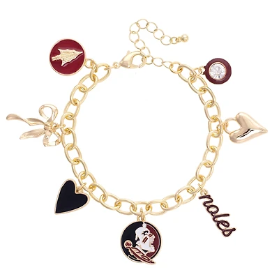 CANVAS Style Florida State Seminoles 18k Gold-Plated Chain Link Charm Bracelet