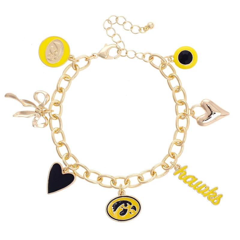 CANVAS Style Iowa Hawkeyes 18k Gold-Plated Chain Link Charm Bracelet