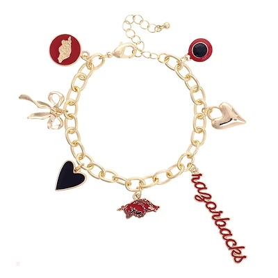 CANVAS Style Arkansas Razorbacks 18k Gold-Plated Chain Link Charm Bracelet