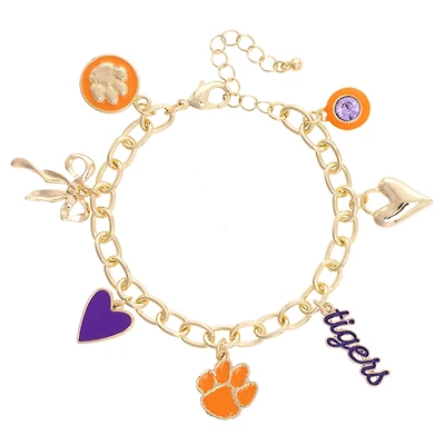 CANVAS Style Clemson Tigers 18k Gold-Plated Chain Link Charm Bracelet