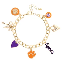 CANVAS Style Clemson Tigers 18k Gold-Plated Chain Link Charm Bracelet