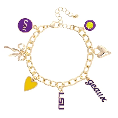 CANVAS Style LSU Tigers 18k Gold-Plated Chain Link Charm Bracelet