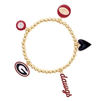 CANVAS Style Georgia Bulldogs 18k Gold-Plated Ball Beads Stretch Charm Bracelet