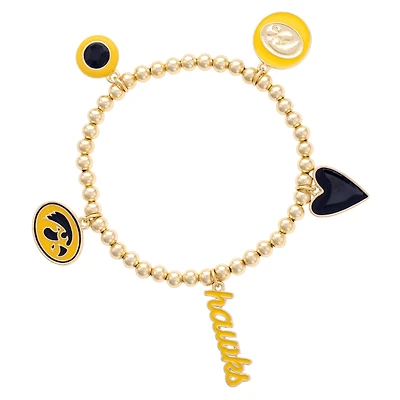 CANVAS Style Iowa Hawkeyes 18k Gold-Plated Ball Beads Stretch Charm Bracelet