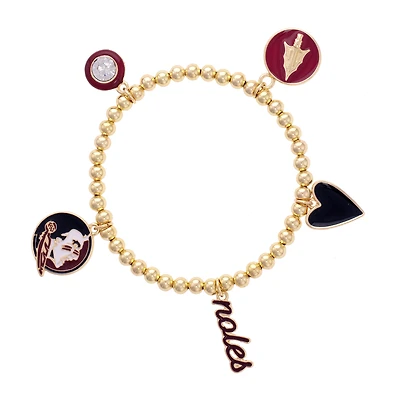 CANVAS Style Florida State Seminoles 18k Gold-Plated Ball Beads Stretch Charm Bracelet