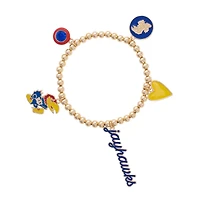 CANVAS Style Kansas Jayhawks 18k Gold-Plated Ball Beads Stretch Charm Bracelet