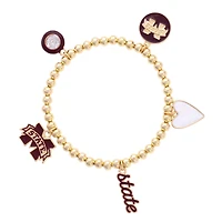 CANVAS Style Mississippi State Bulldogs 18k Gold-Plated Ball Beads Stretch Charm Bracelet