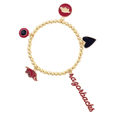 CANVAS Style Arkansas Razorbacks 18k Gold-Plated Ball Beads Stretch Charm Bracelet