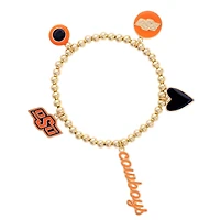 CANVAS Style Oklahoma State Cowboys 18k Gold-Plated Ball Beads Stretch Charm Bracelet