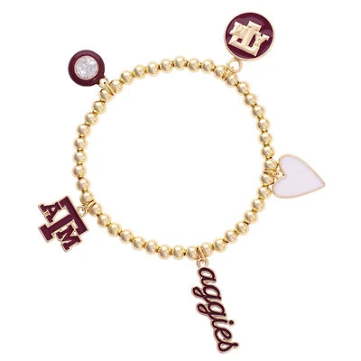 CANVAS Style Texas A&M Aggies 18k Gold-Plated Ball Beads Stretch Charm Bracelet