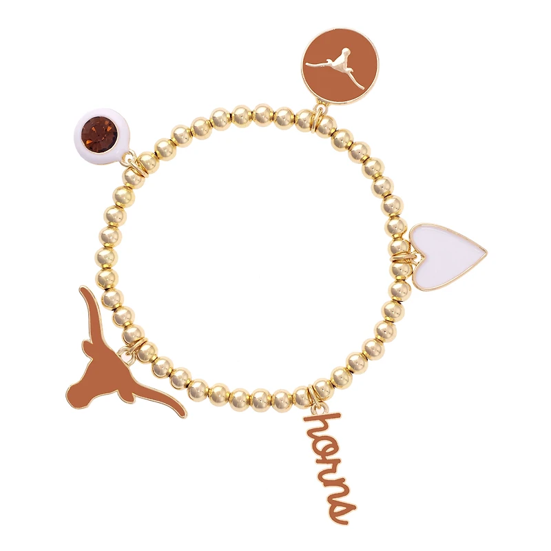 CANVAS Style Texas Longhorns 18k Gold-Plated Ball Beads Stretch Charm Bracelet