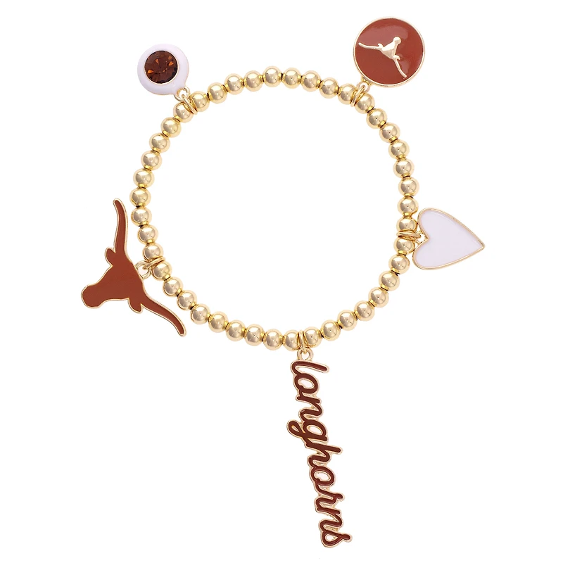 CANVAS Style Texas Longhorns 18k Gold-Plated Ball Beads Stretch Charm Bracelet