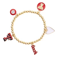 CANVAS Style Texas Tech Red Raiders 18k Gold-Plated Ball Beads Stretch Charm Bracelet
