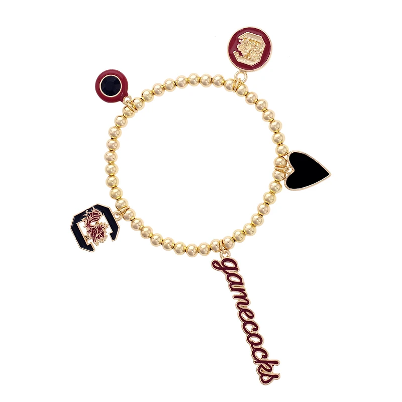 CANVAS Style South Carolina Gamecocks 18k Gold-Plated Ball Beads Stretch Charm Bracelet