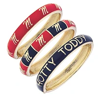 CANVAS Style Ole Miss Rebels 18k Gold-Plated Logo & Slogan Hinge Bangle Set of 3