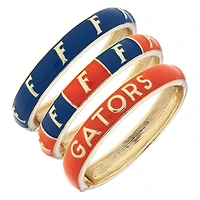 CANVAS Style Florida Gators 18k Gold-Plated Logo & Slogan Hinge Bangle Set of 3