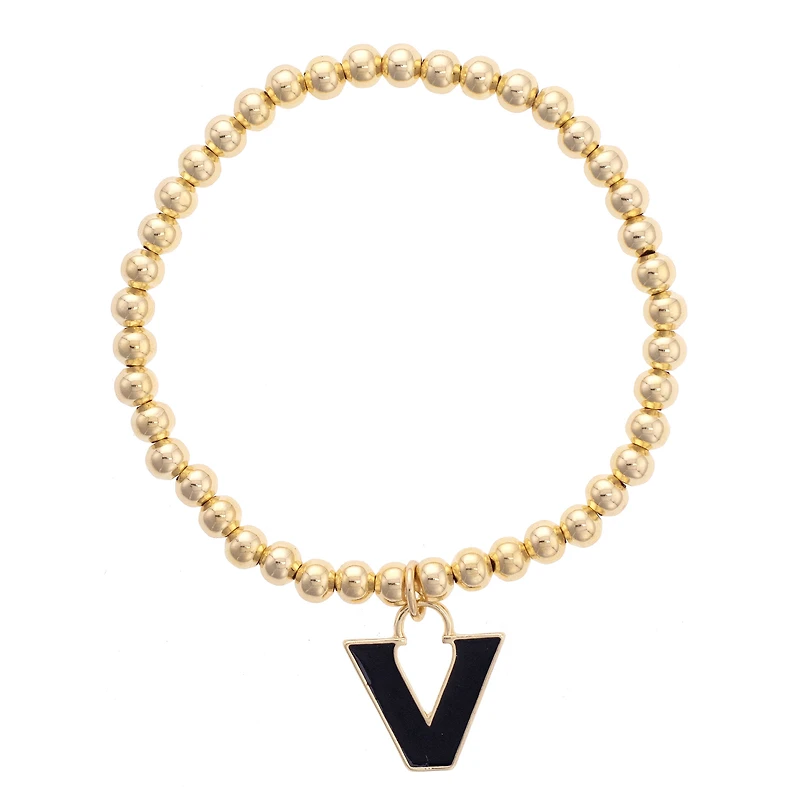 CANVAS Style Vanderbilt Commodores 18k Gold-Plated Logo Ball Bead Stretch Bracelet