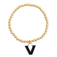 CANVAS Style Vanderbilt Commodores 18k Gold-Plated Logo Ball Bead Stretch Bracelet