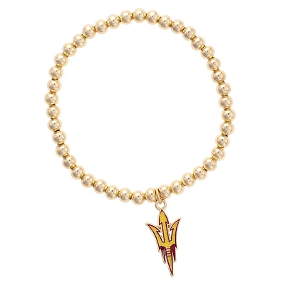 CANVAS Style Arizona State Sun Devils 18k Gold-Plated Logo Ball Bead Stretch Bracelet